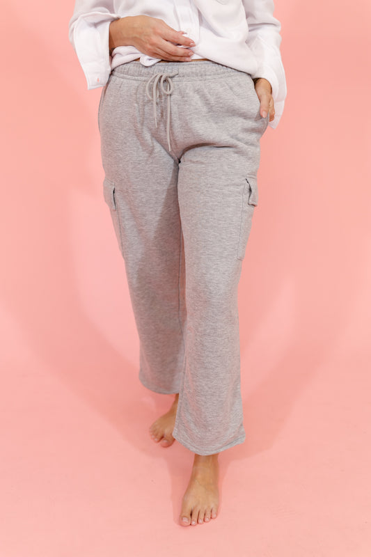 Grey Fleece Cargo Sweatpants