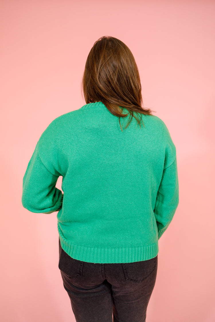 Green Sequin Christmas Light Sweater