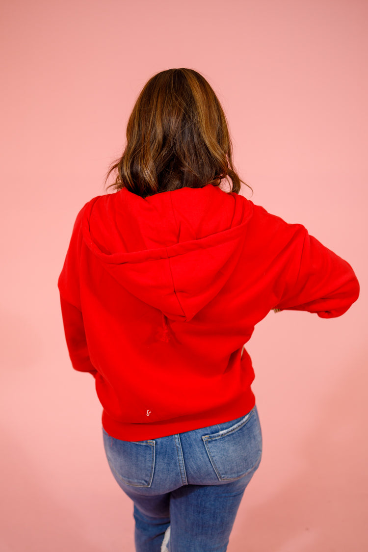 Ruby Red Zip Up Hooded Jacket