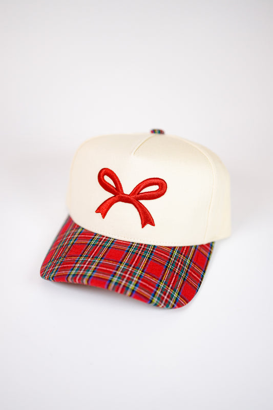 Christmas Plaid Bow Trucker Hat