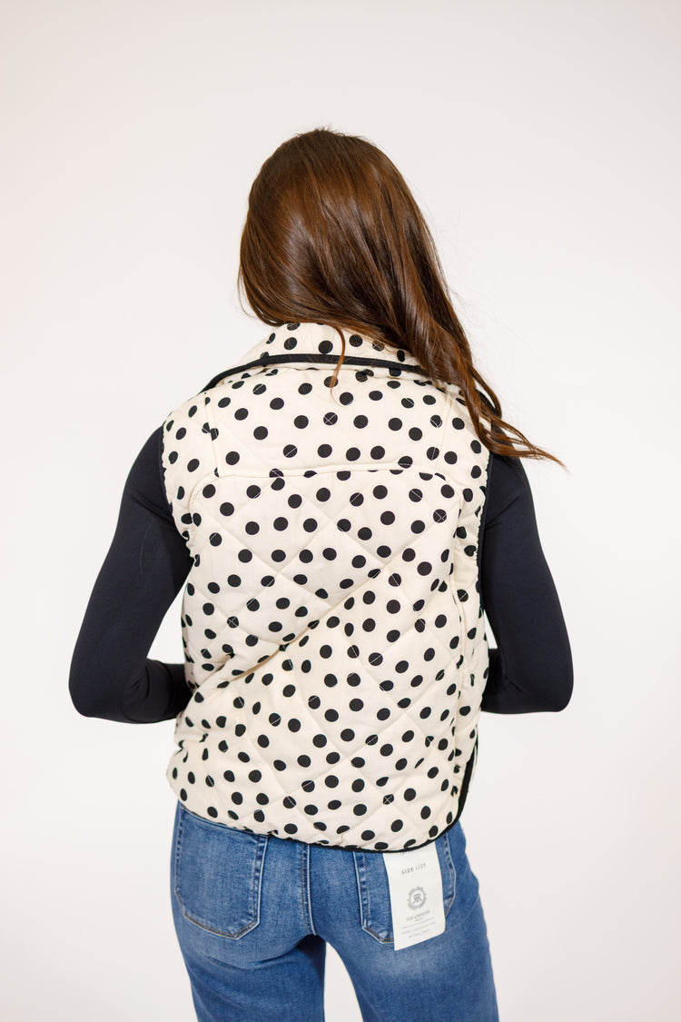 Cream Polka Dot Puffer Vest