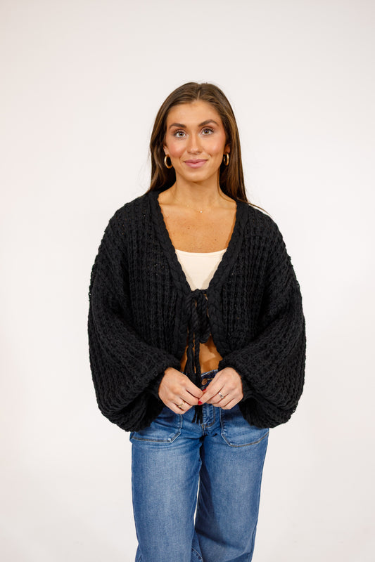 Black Chunky Knit Cardigan