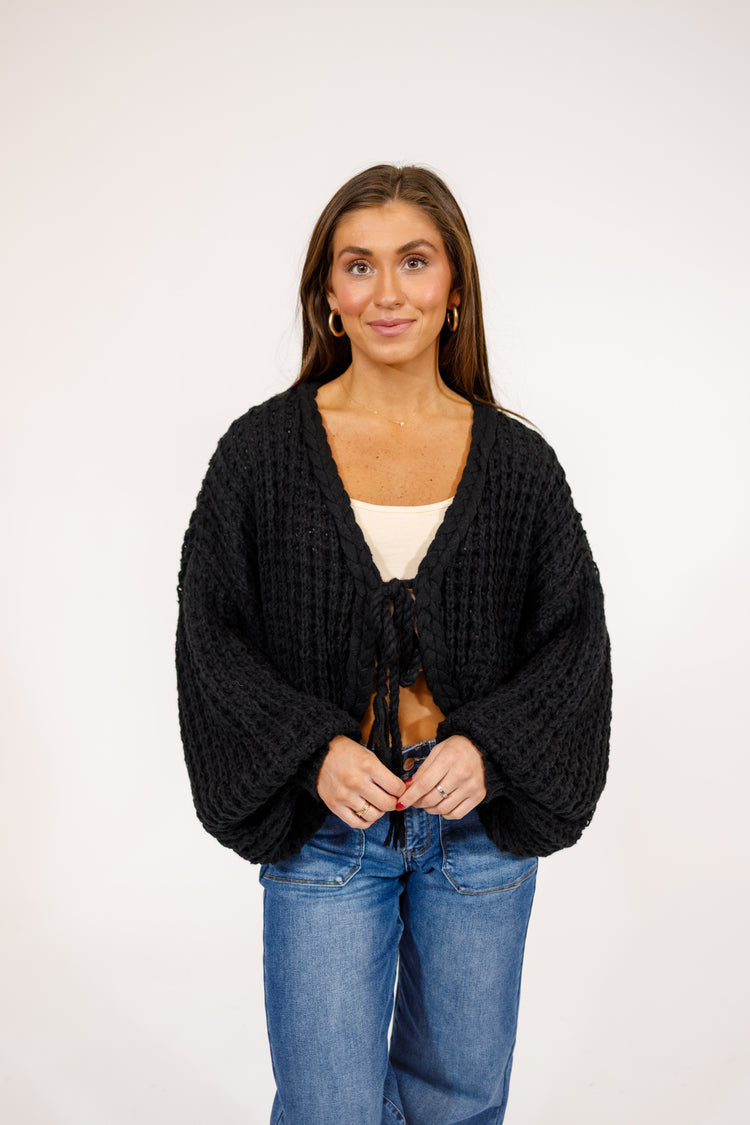 Black Chunky Knit Cardigan