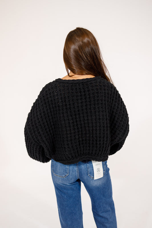 Black Chunky Knit Cardigan