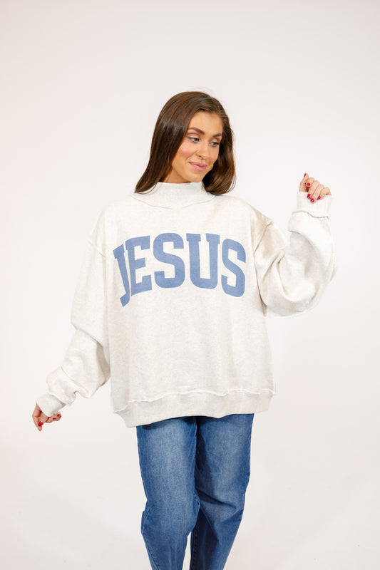 "JESUS & GOD IS GOOD" Reversible Mock Neck Sweatshirt