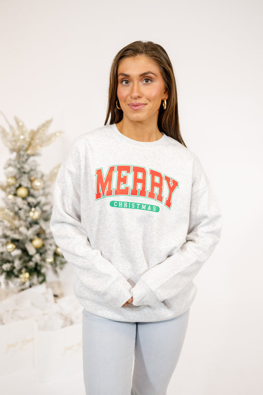 Heather Grey "Merry Christmas" Graphic Sweatshirt