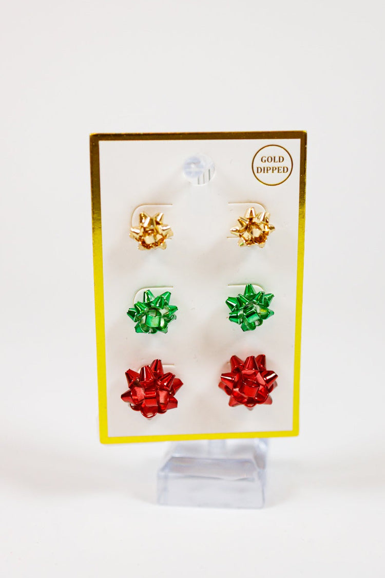Christmas Gift Bow Studs Set, VARIOUS