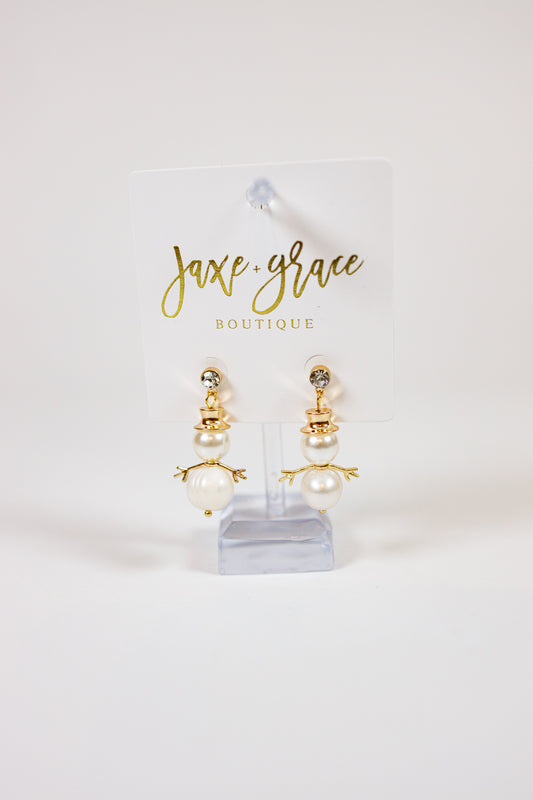 Pearl Snowman Earrings
