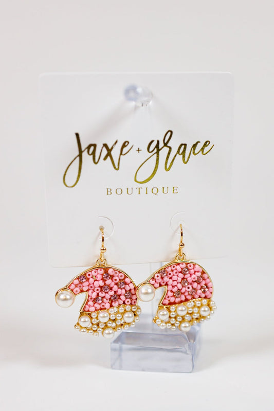 Beaded Christmas Hat Earrings