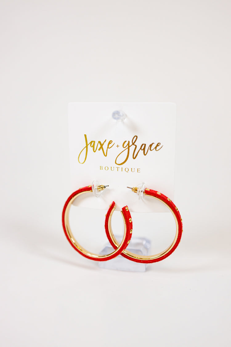 Studded Leather Lined Hoops, VARIOUS