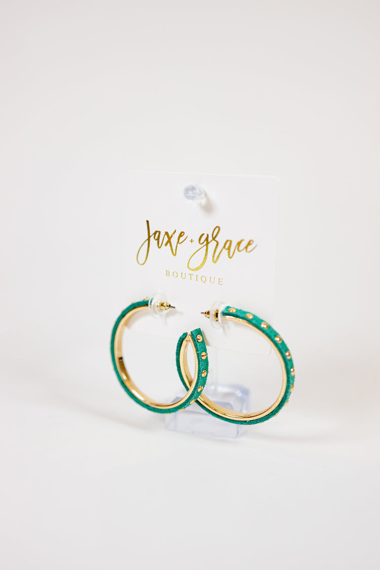 Studded Leather Lined Hoops, VARIOUS