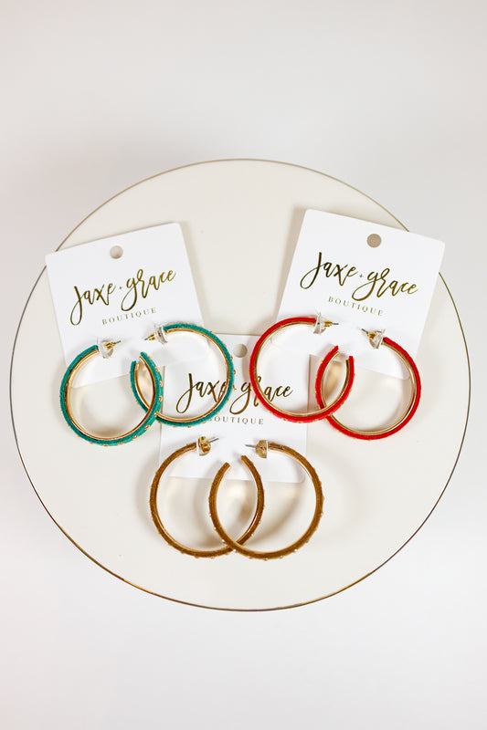 Studded Leather Lined Hoops, VARIOUS