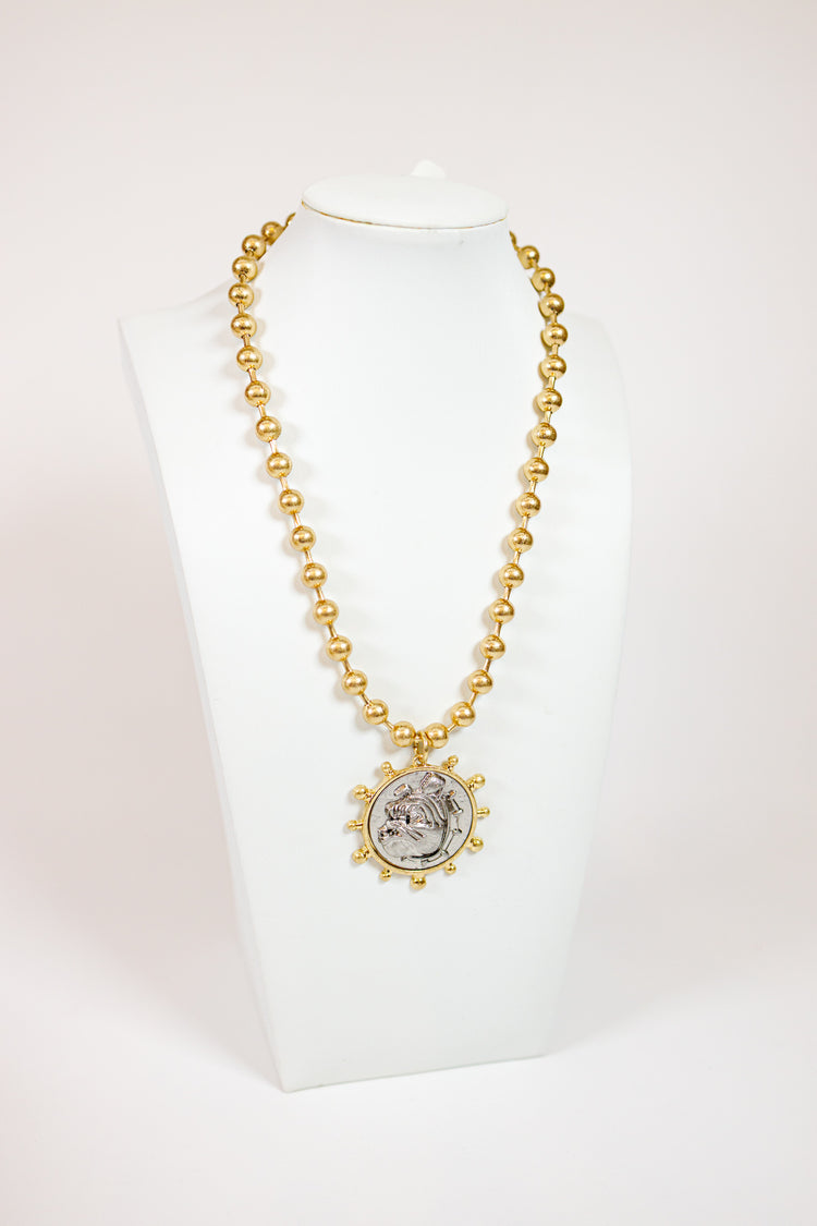 Bulldog Profile Coin Necklace Set, VARIOUS