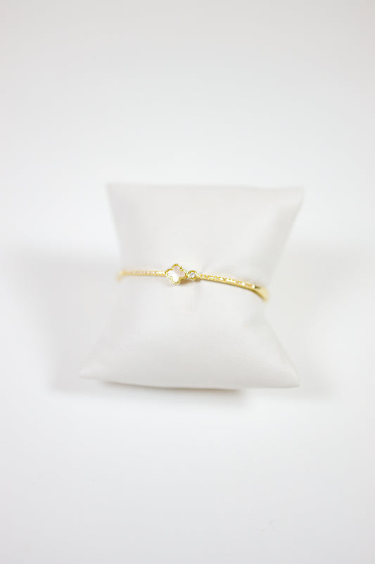 Clover Pave Crystal Bangle Bracelet