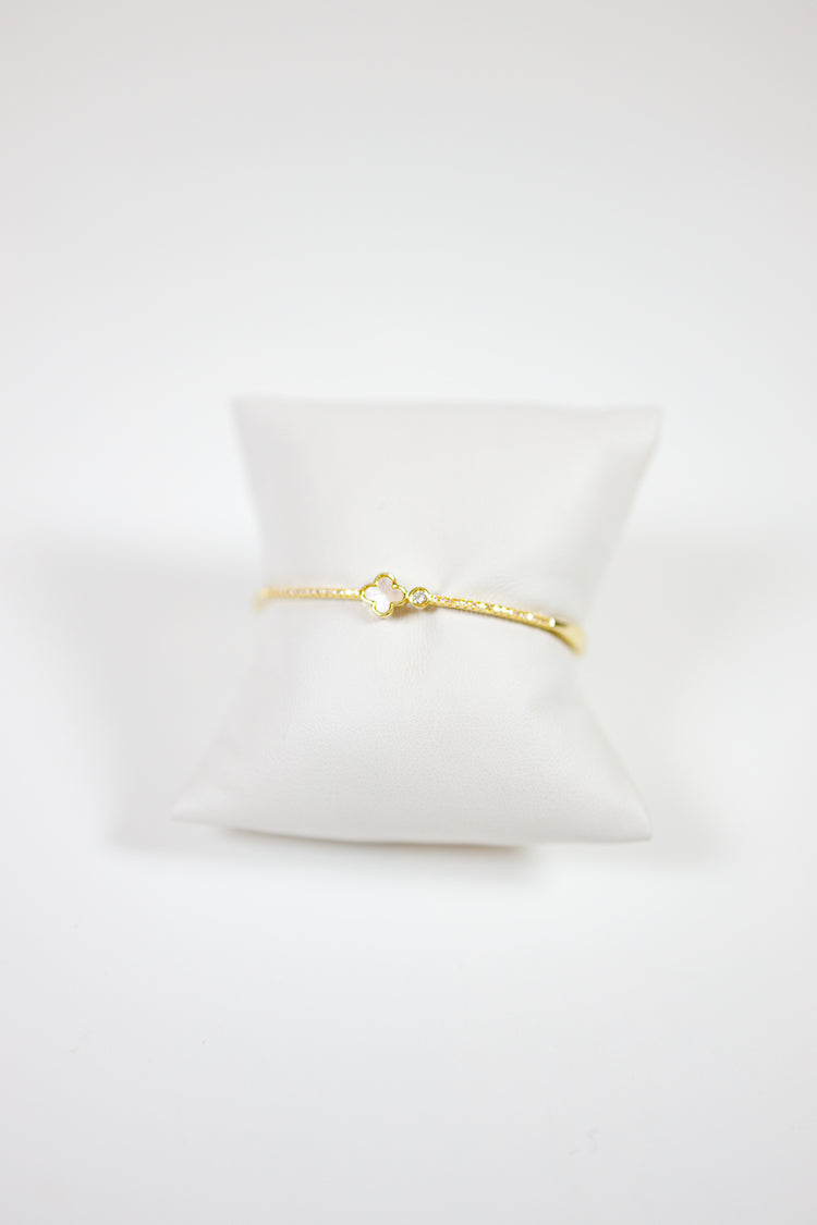 Clover Pave Crystal Bangle Bracelet