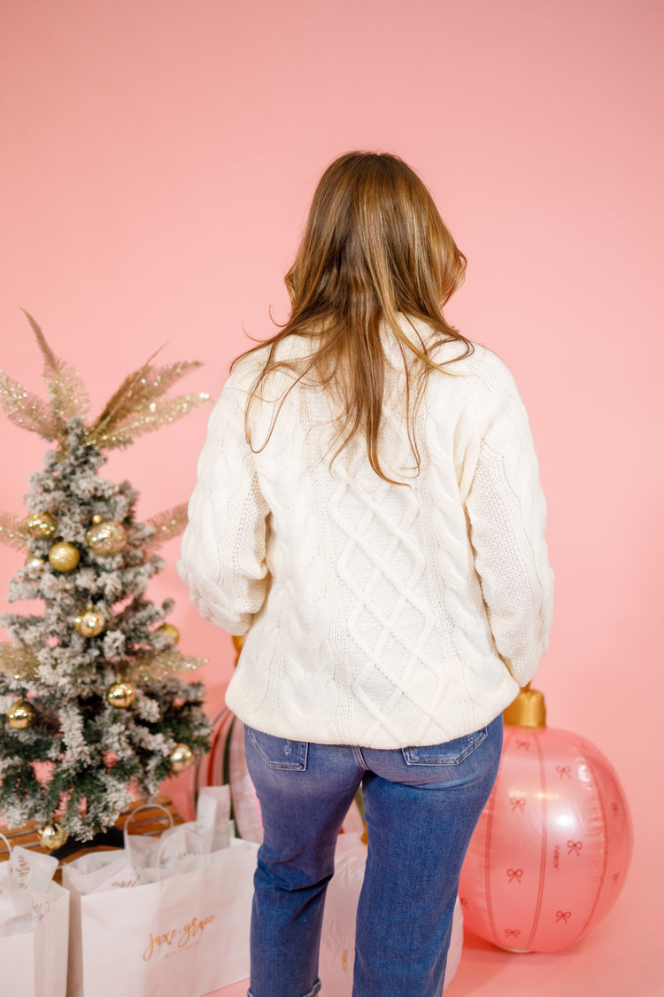 White Ribbed Knit Cozy Sweater