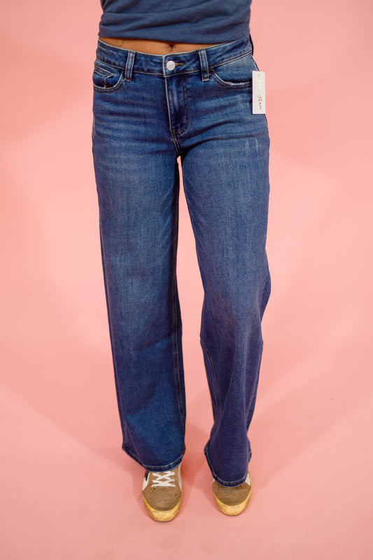 Oneso Retro Dark Blue Wide Leg Jeans