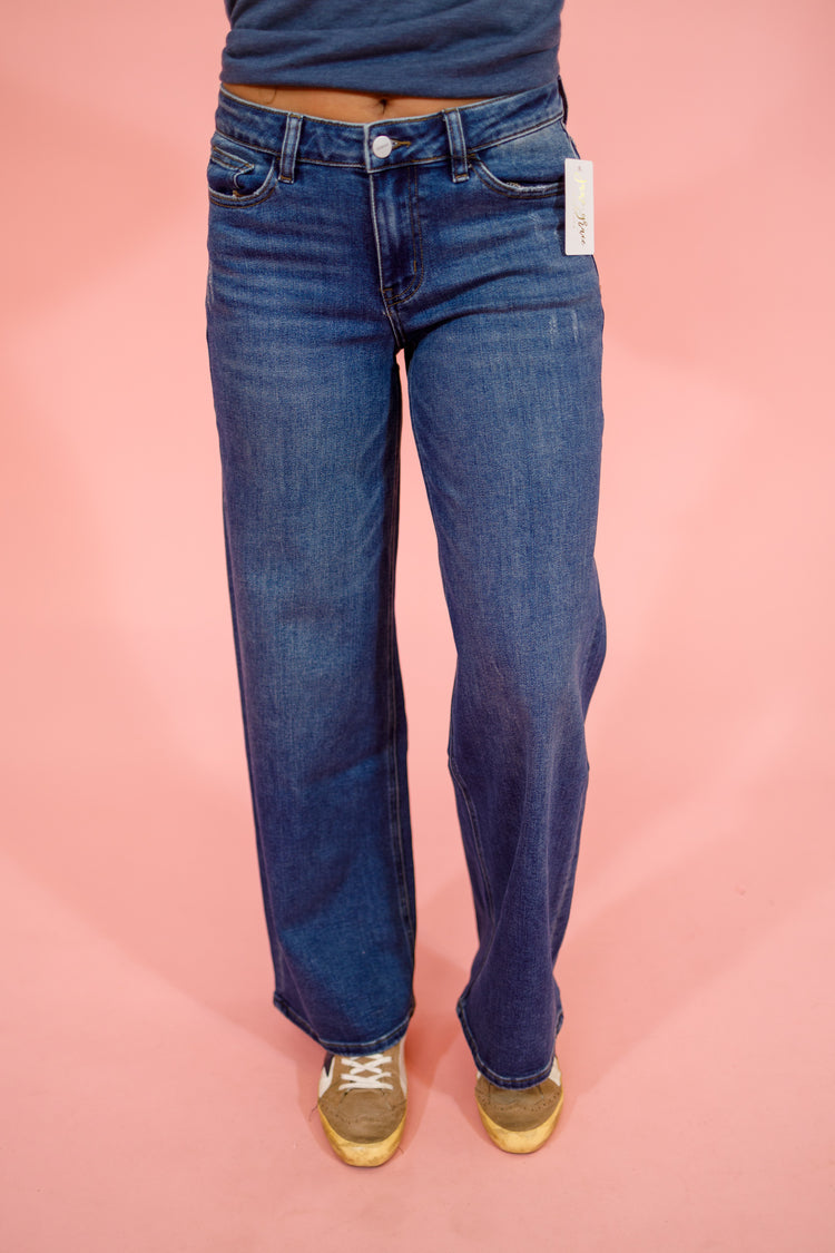 Oneso Retro Dark Blue Wide Leg Jeans