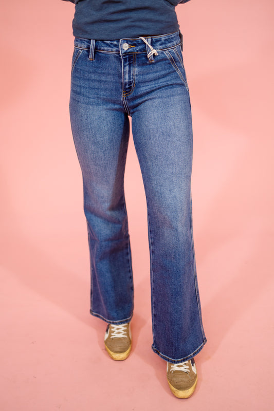 KC Medium Wash PETITE Wide Knee Flare Jeans