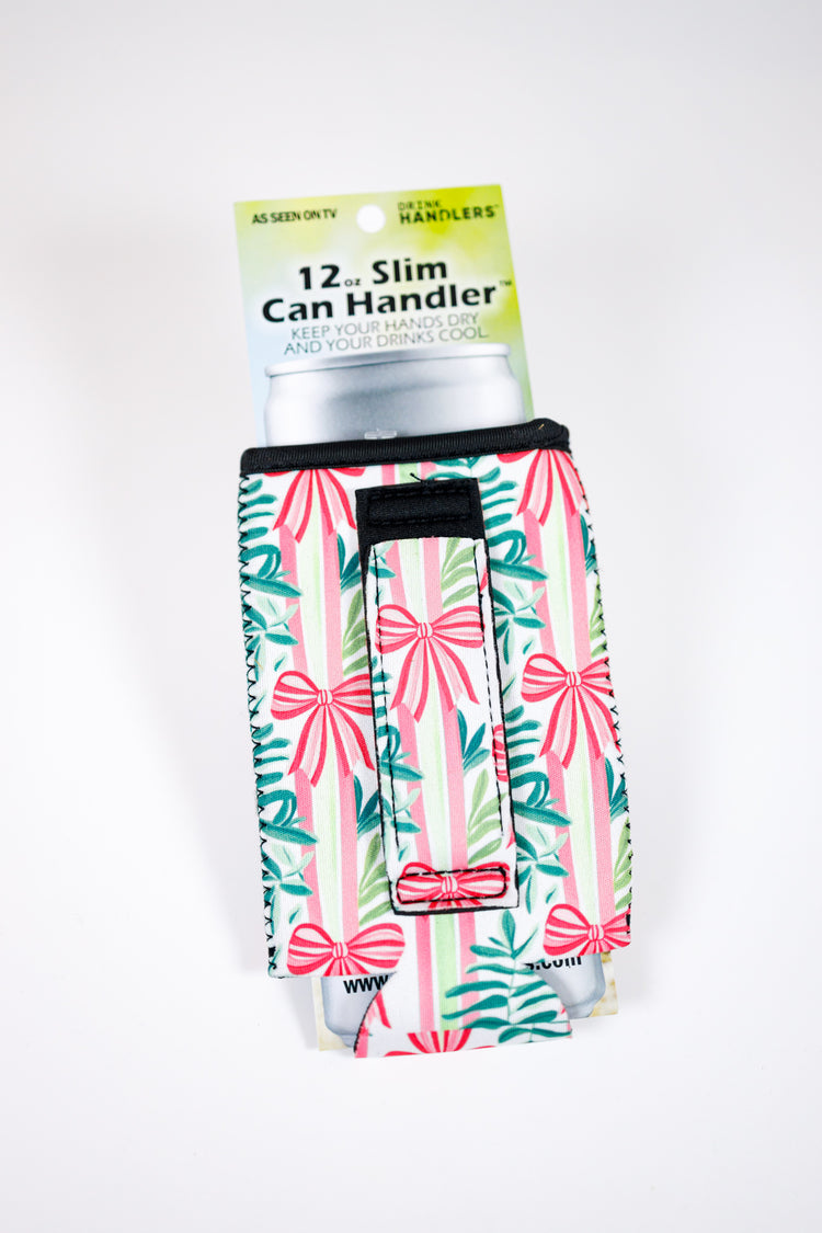 12-16oz Christmas Bows Slim Can Koozie
