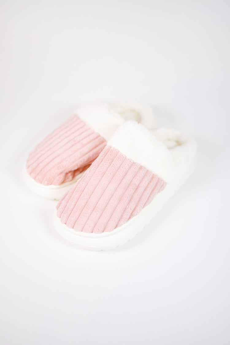 Pink Ribbed Slippers