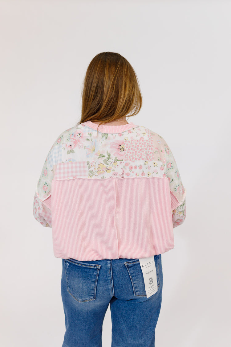 Pink Patchwork Print Top