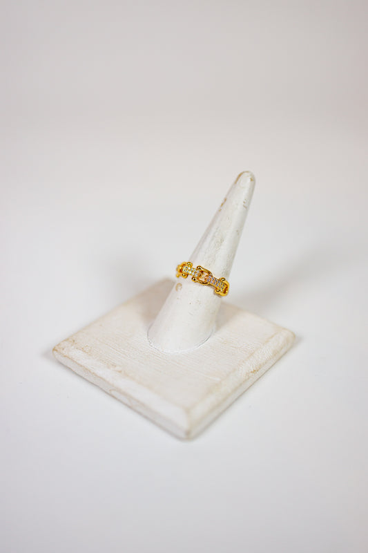 Linked Pave Horsebit Open Ring