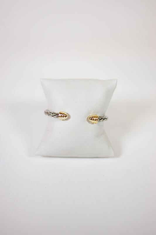 Twotone End Ball Cuff Bracelet
