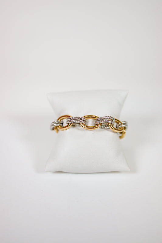 Two Tone Oval Double Link Bracelet