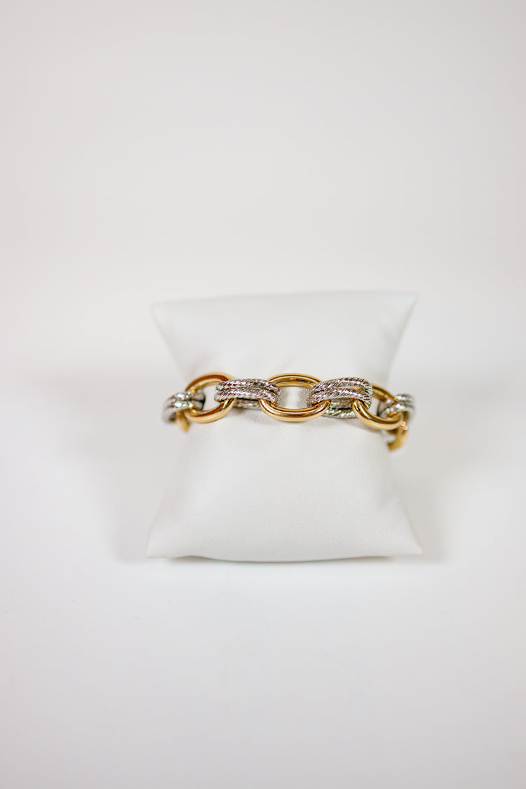 Two Tone Oval Double Link Bracelet