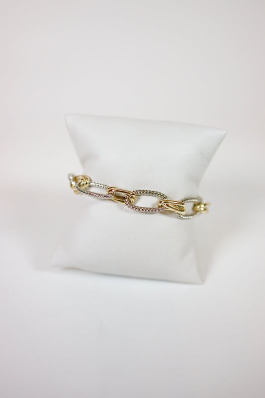Twotone Oval Chain Bracelet