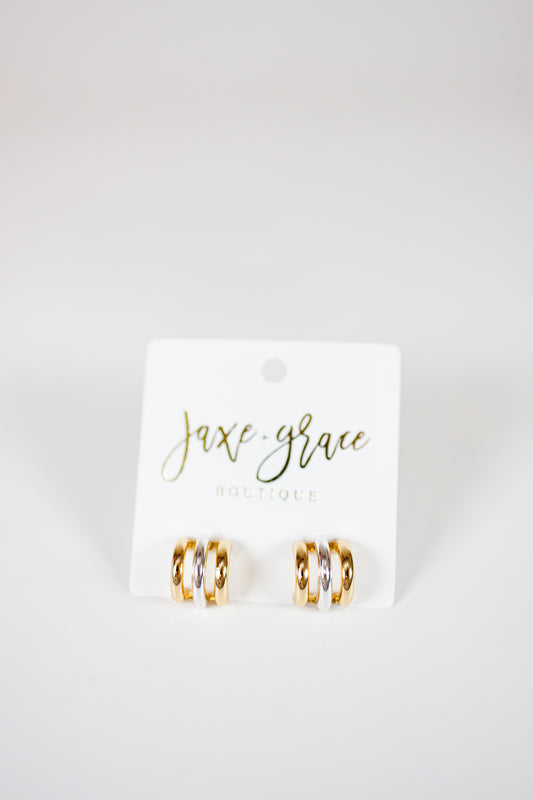 Two-Tone Layered Stud Hoops