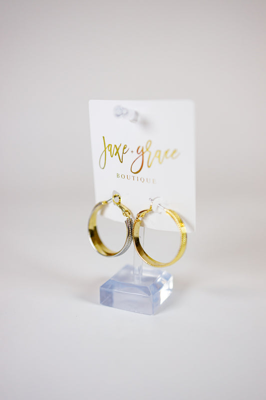Two Tone Textured Hoops