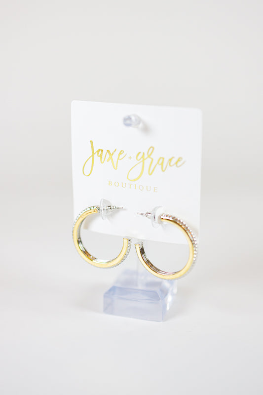 Two-Tone Textured Twisted Hoops