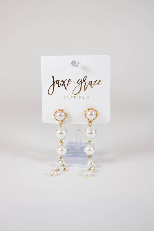 Pearl Row Drop Earrings
