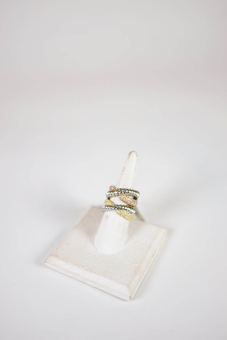 TT CZ Crossover Fashion Ring, VARIOUS