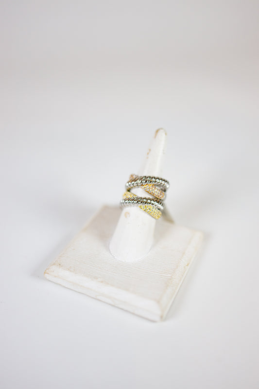 TT CZ Crossover Fashion Ring, VARIOUS