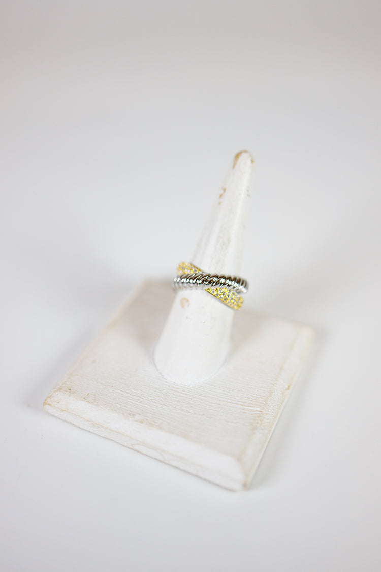 TT CZ Crossover Fashion Ring, VARIOUS