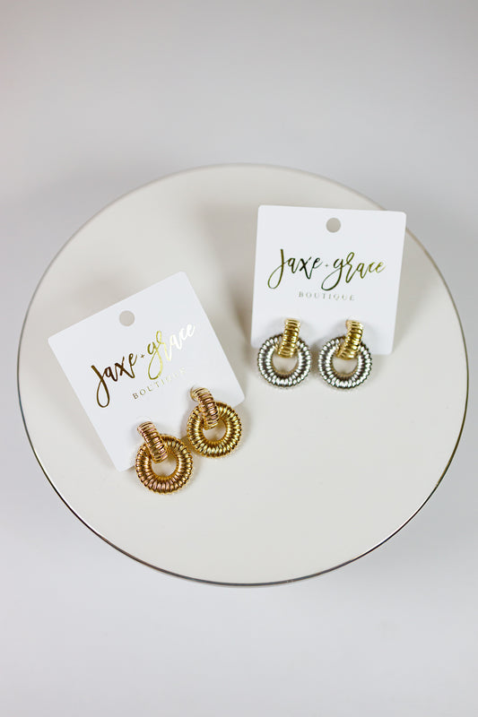 Omega Textured Door Knocker Earrings, VARIOUS