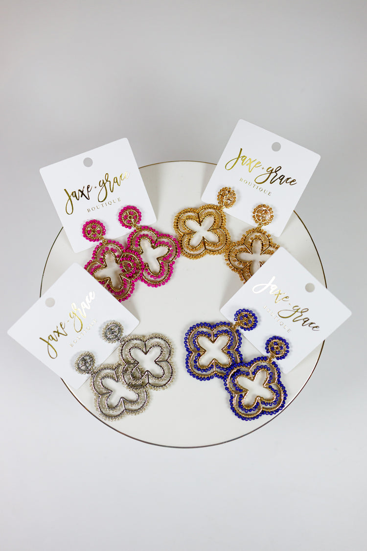 Quatrefoil Seed Bead Earrings