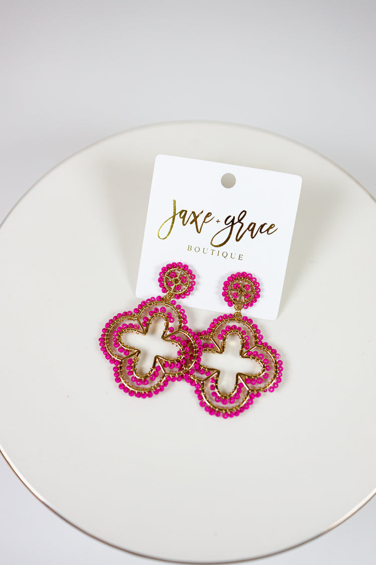 Quatrefoil Seed Bead Earrings