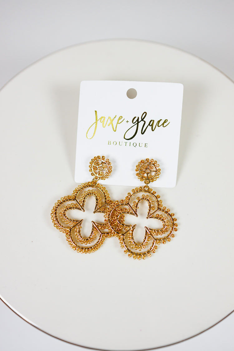 Quatrefoil Seed Bead Earrings