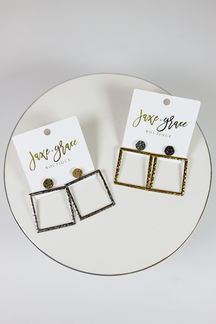Hammered Square Earrings