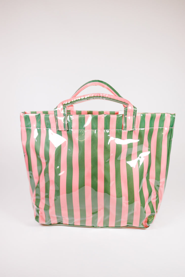 Vinyl Striped Tote Bag, VARIOUS