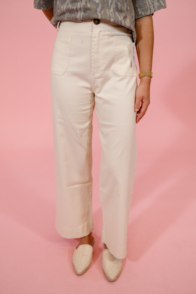 Cream Patch Pocket Pants