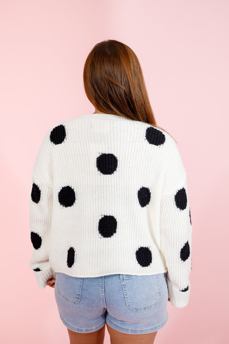 Polka Dot Gold Button Cardigan Top