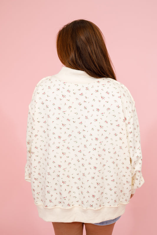 Cream "Georgia" Embroidered Floral Sweatshirt