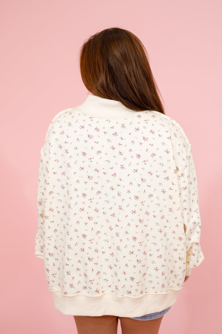 Cream "Georgia" Embroidered Floral Sweatshirt
