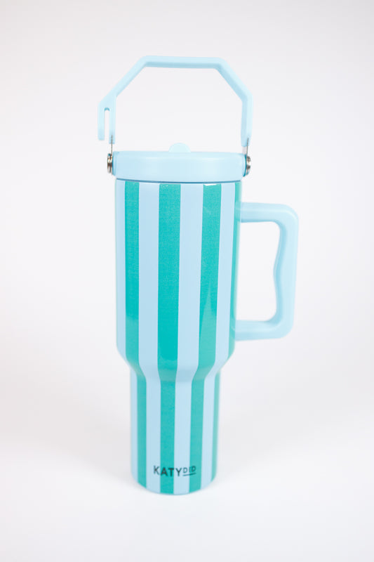 Aqua and Green Striped 38 oz Cabana Jug Tumbler