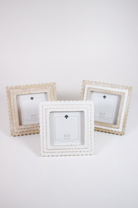 3 Tiered Wood Scallop Frame-4x4 Inch Pic, VARIOUS